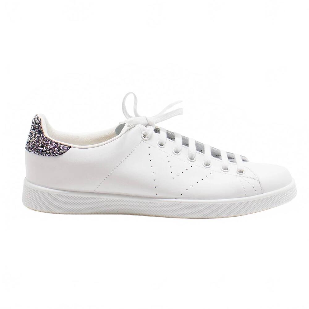 NEW VICTORIA women's glitter leather sneakers in antracite